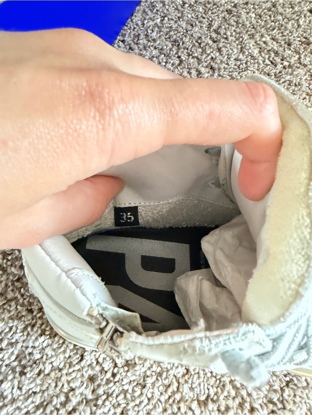 White High Top Sneakers with Iridescent Trim - Picture 6 of 6